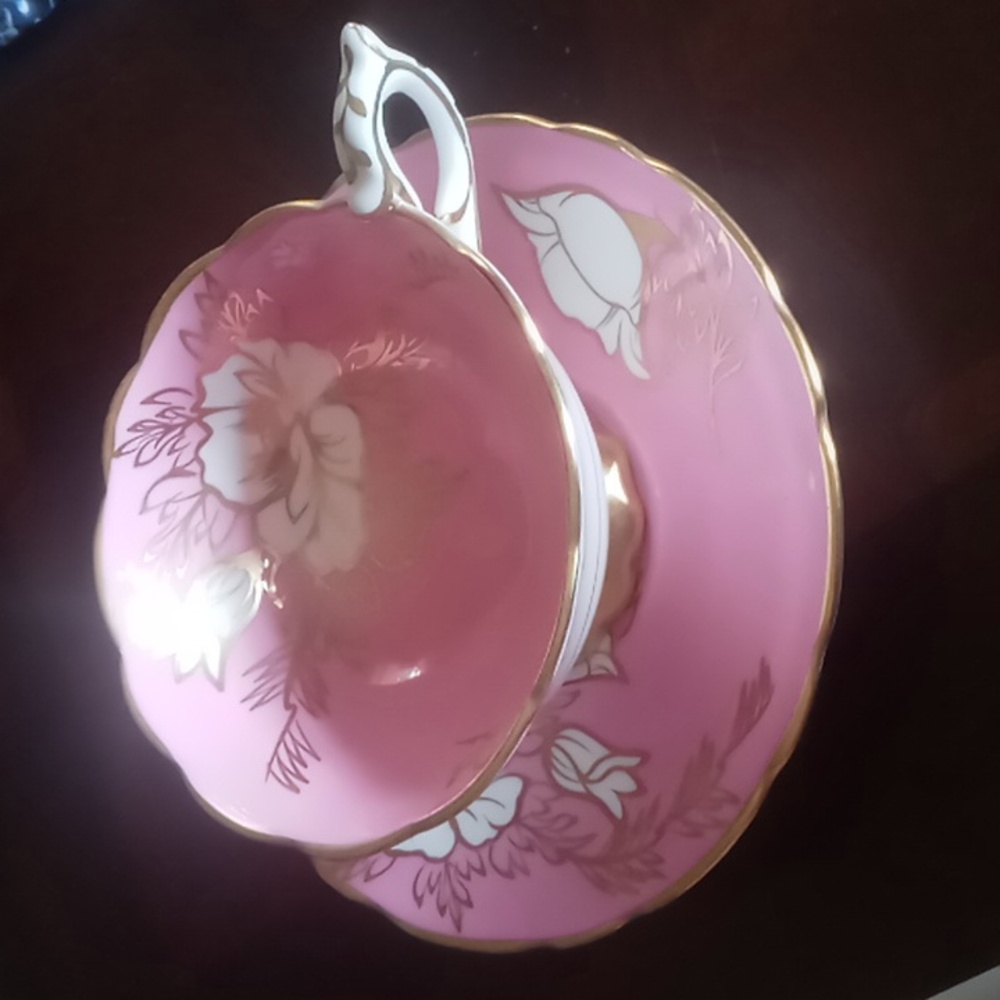 Royal Stafford bone china teacup & saucer pink